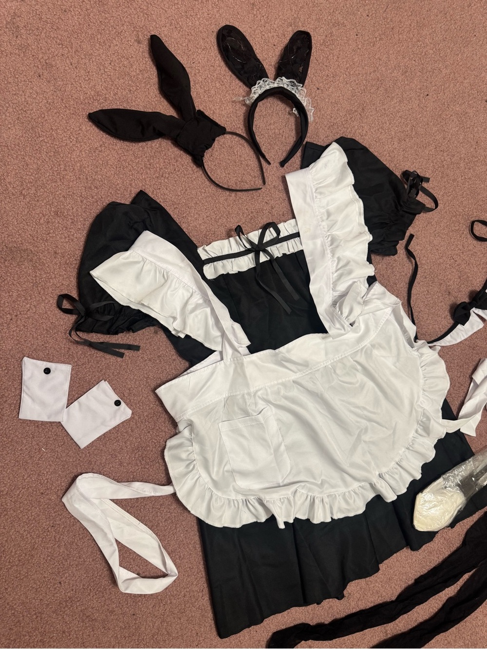 New S black dress aprn french maid costume cosplay festival rave accessories vic - Picture 2 of 4